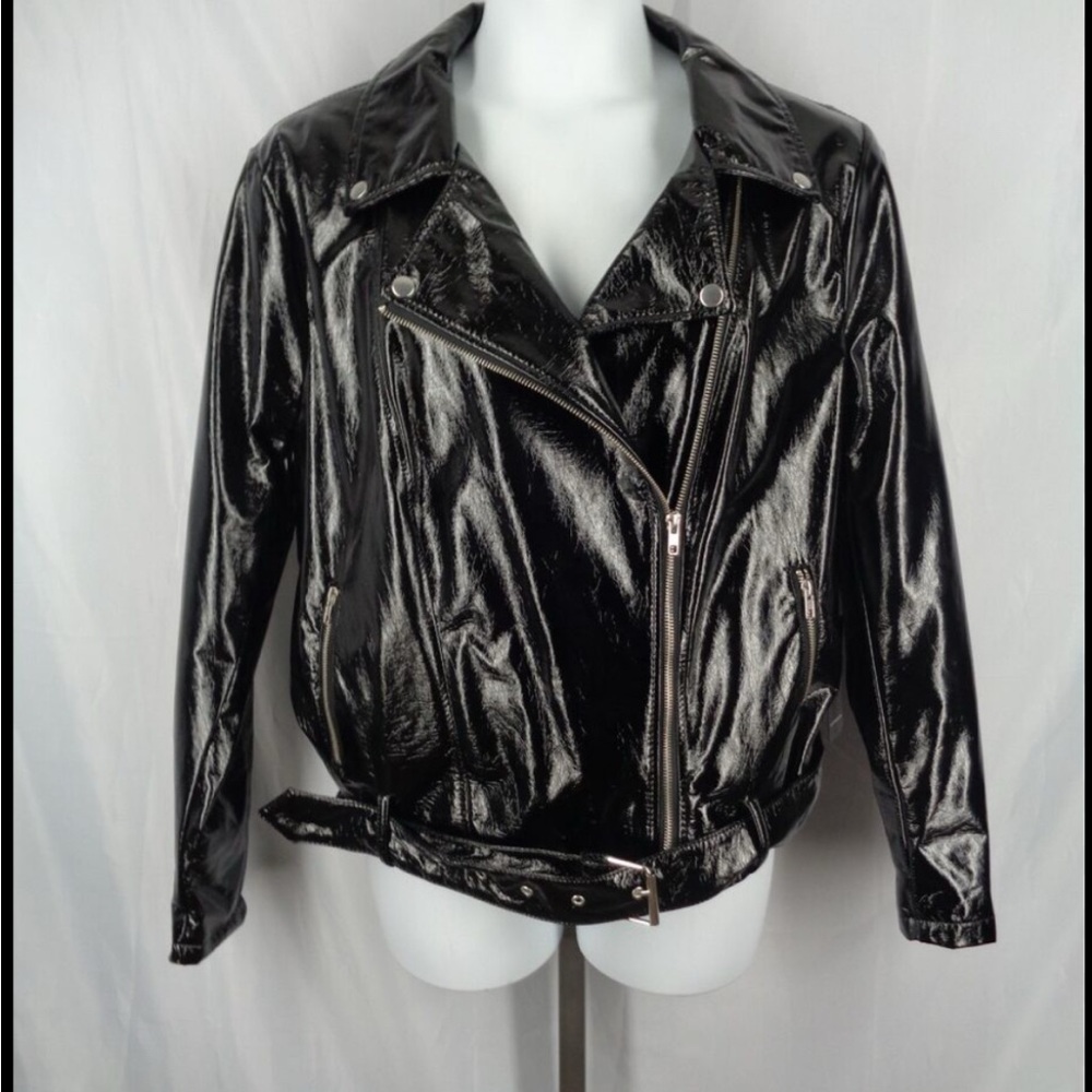 Black Patent Vinyl Shiny Women's Jacket